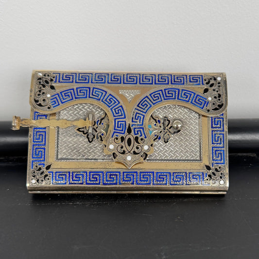 Carnet de Bal Argent Cloisonné XIXe Napoléon III