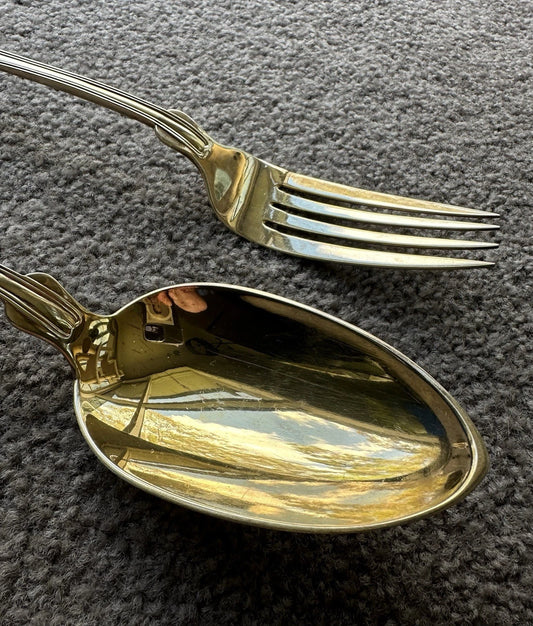 Couverts Bailey & Co Lion Shield Sterling Argent Doré