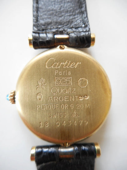 Must de Cartier – Vermeil, quartz, bracelet croco noir