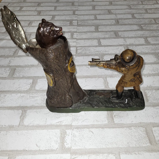 Banque Mécanique JE Stevens "Teddy and the Bear" Fonte c.1907