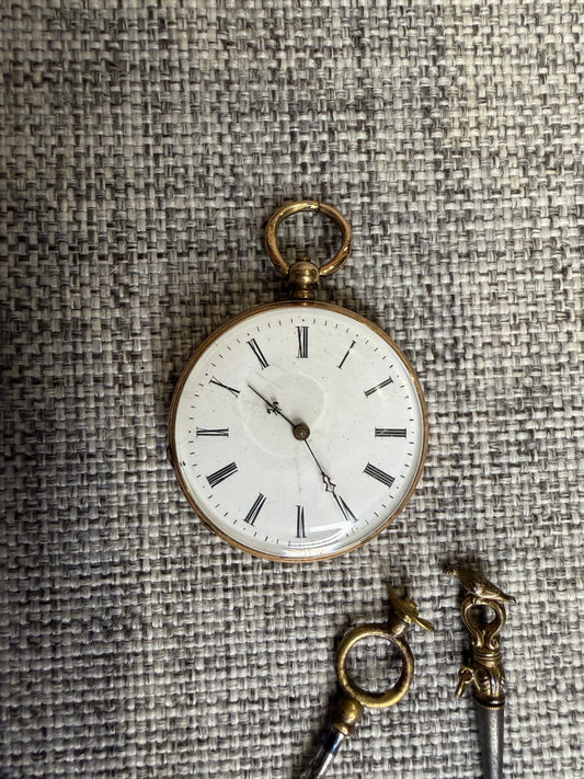 Montre de Poche Ancienne Or 14 Carats Remontage à Clé | Rare
