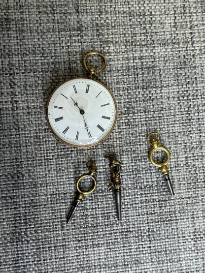 Montre de Poche Ancienne Or 14 Carats Remontage à Clé | Rare
