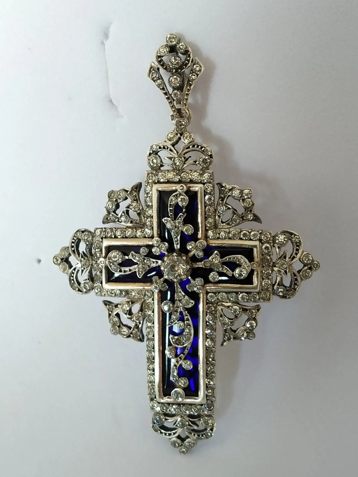 Croix Reliquaire XIXe Argent Massif Pierres du Rhin