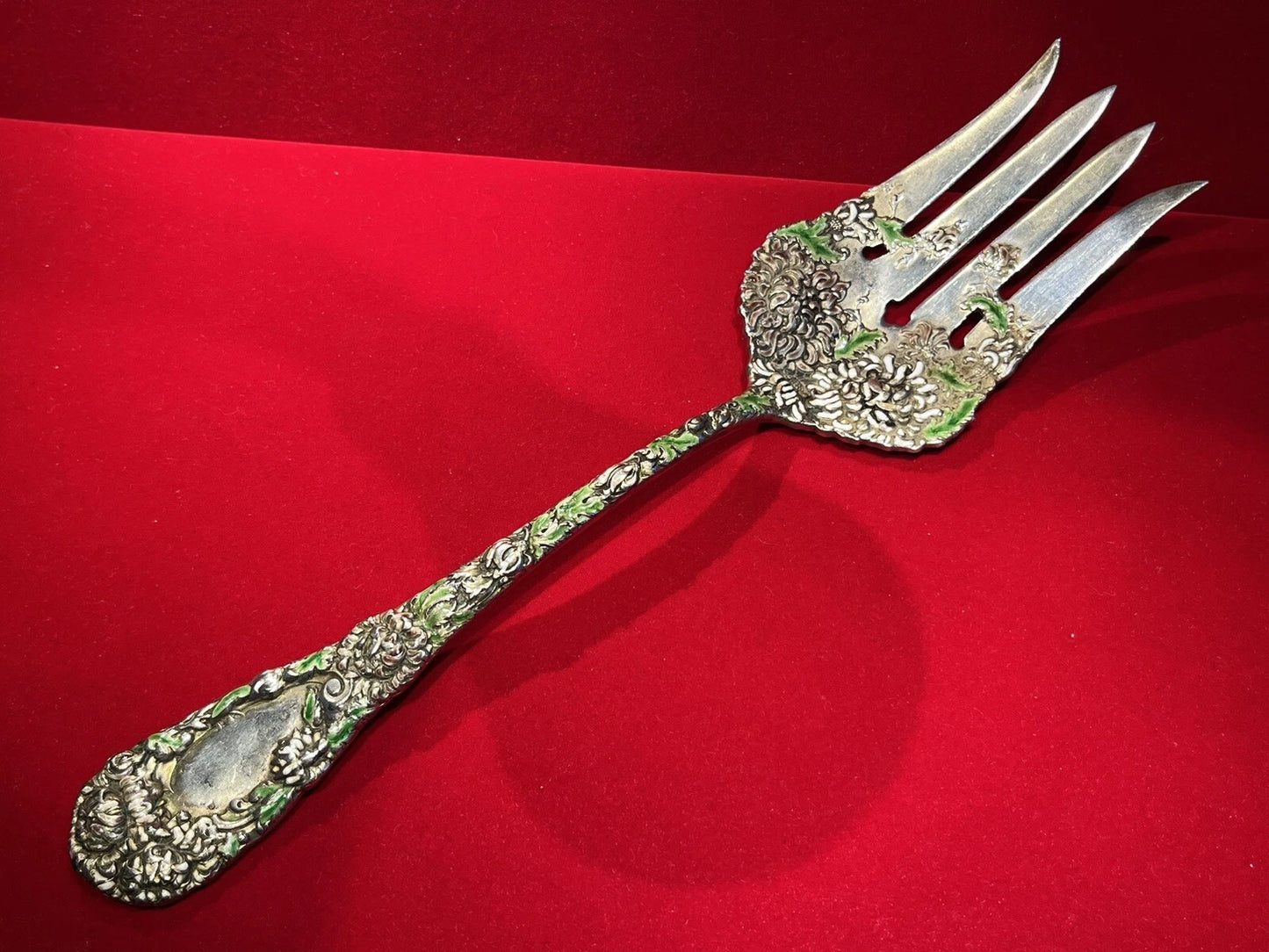 Service Durgin Sterling Émaillé Chrysanthème Américain