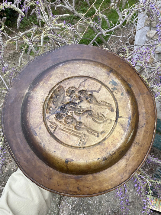 Plat de Quête en Laiton – Adam et Ève – XVIIe siècle