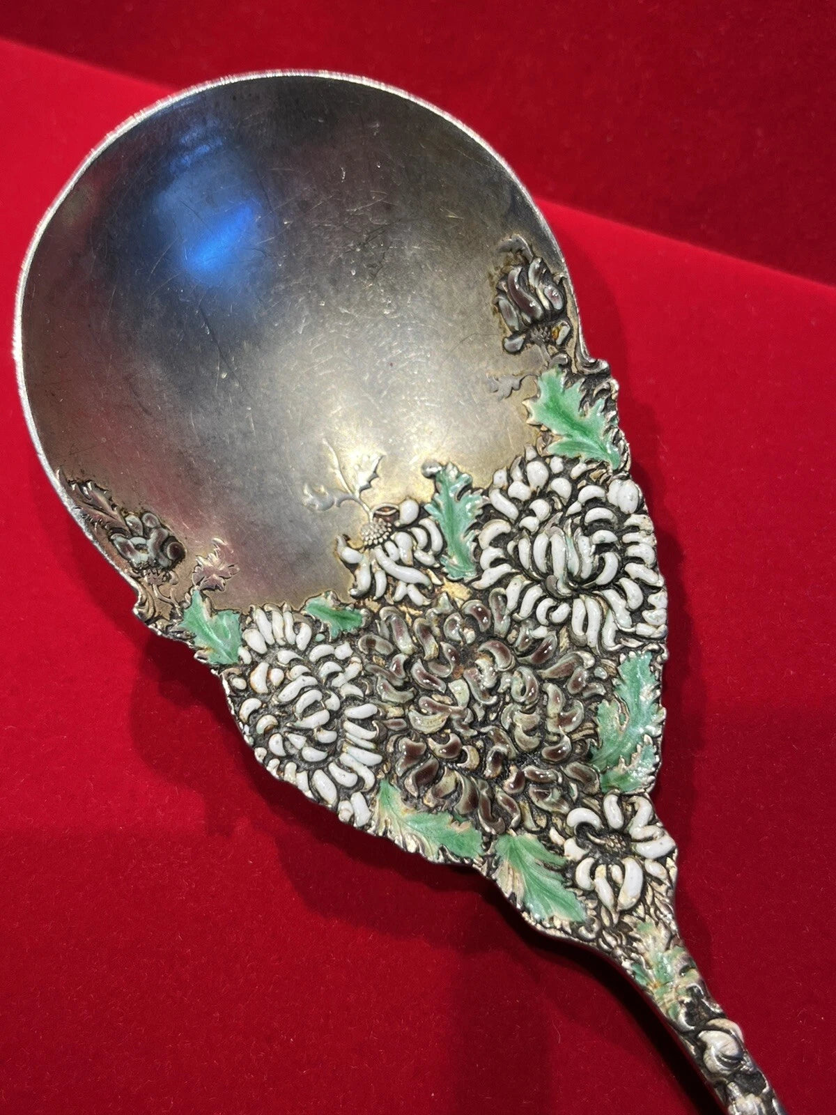 Service Durgin Sterling Émaillé Chrysanthème Américain