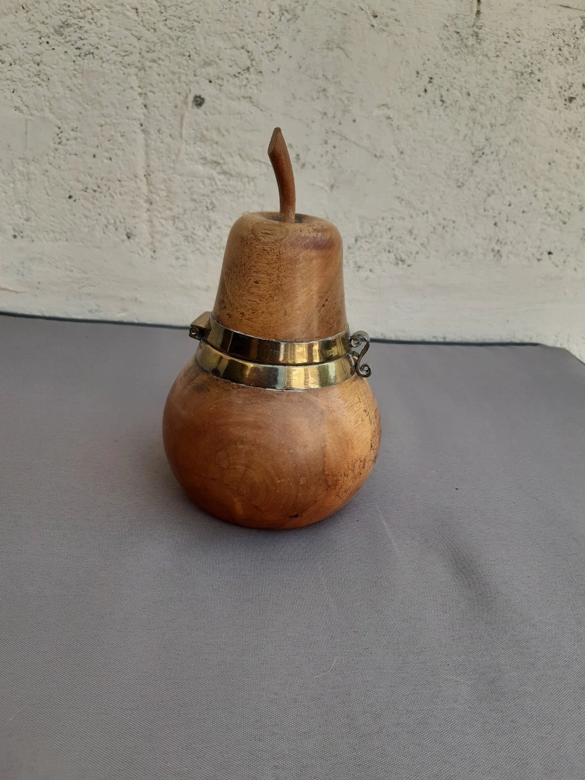 Rare Boîte à Thé en Bois Fruitier — Forme de Poire