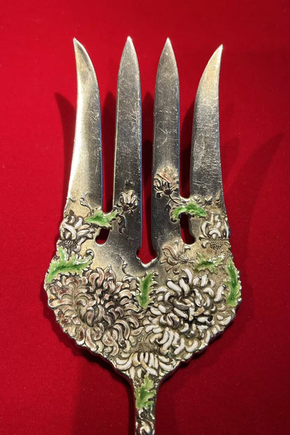 Service Durgin Sterling Émaillé Chrysanthème Américain
