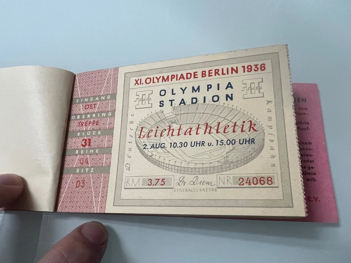 Livret Complet Billets Athlétisme – J.O Berlin 1936 – Jesse Owens