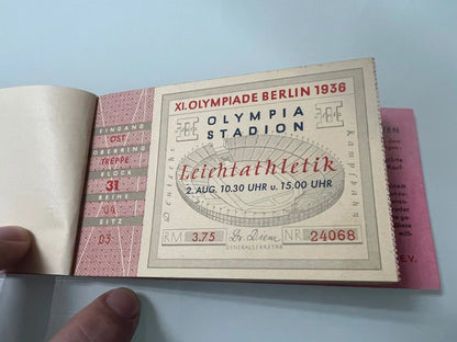 Livret Complet Billets Athlétisme – J.O Berlin 1936 – Jesse Owens
