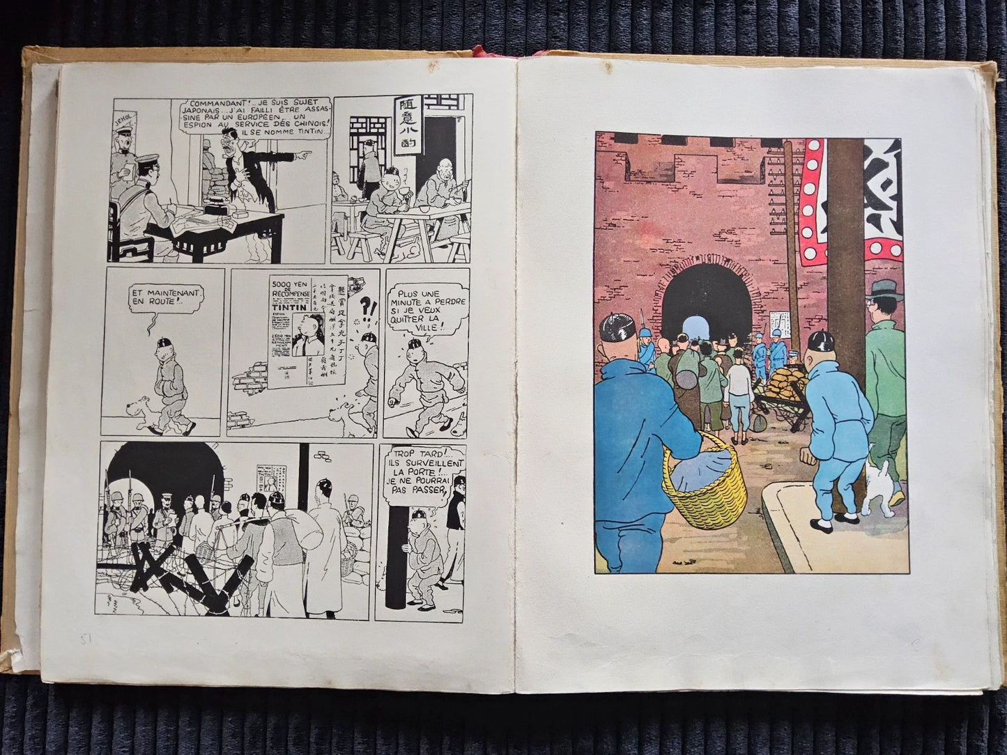 Tintin – Le Lotus Bleu – Édition Originale Plat Neutre N&B – 1936
