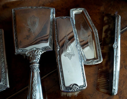 Nécessaire Toilette Ancien Sterling 11 Pièces R&B Co