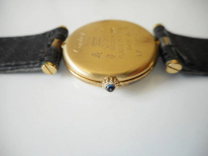 Must de Cartier – Vermeil, quartz, bracelet croco noir