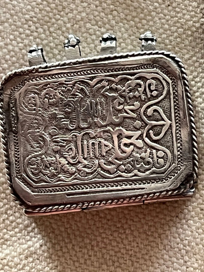 Étui Argent Ancien avec Coran Miniature Islamique Années 1960