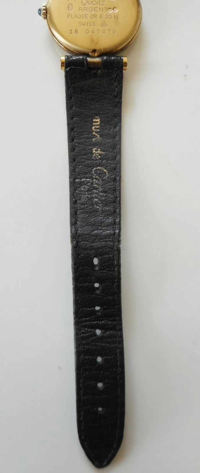 Must de Cartier – Vermeil, quartz, bracelet croco noir