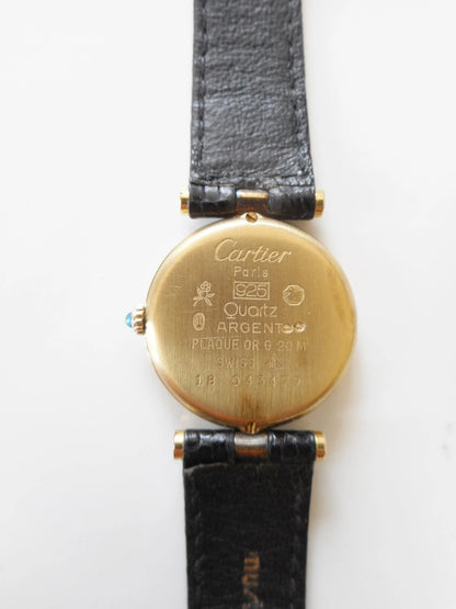 Must de Cartier – Vermeil, quartz, bracelet croco noir