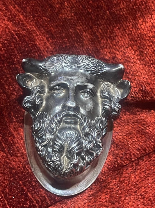 Boîte Tête de Faune Argent Massif XIXe Curiosité