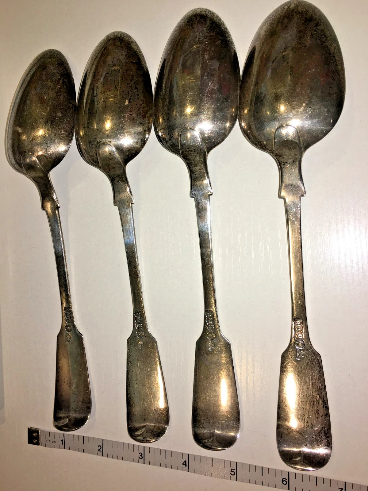 Lot 4 Cuillères de Service Anciennes Argent Massif