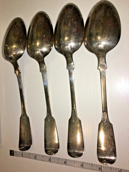 Lot 4 Cuillères de Service Anciennes Argent Massif