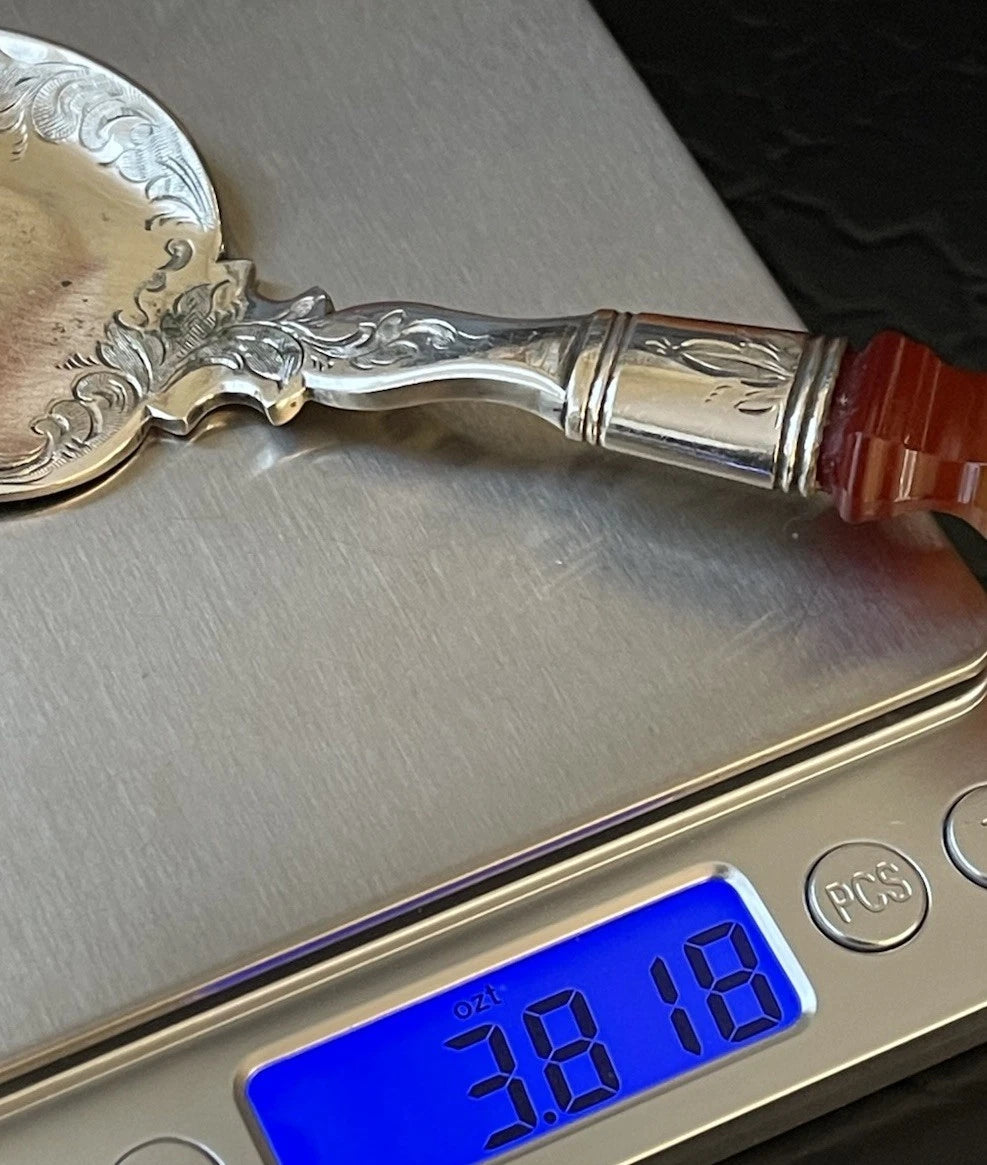 Serveur Argent Sterling Hollandais Agate Rouge