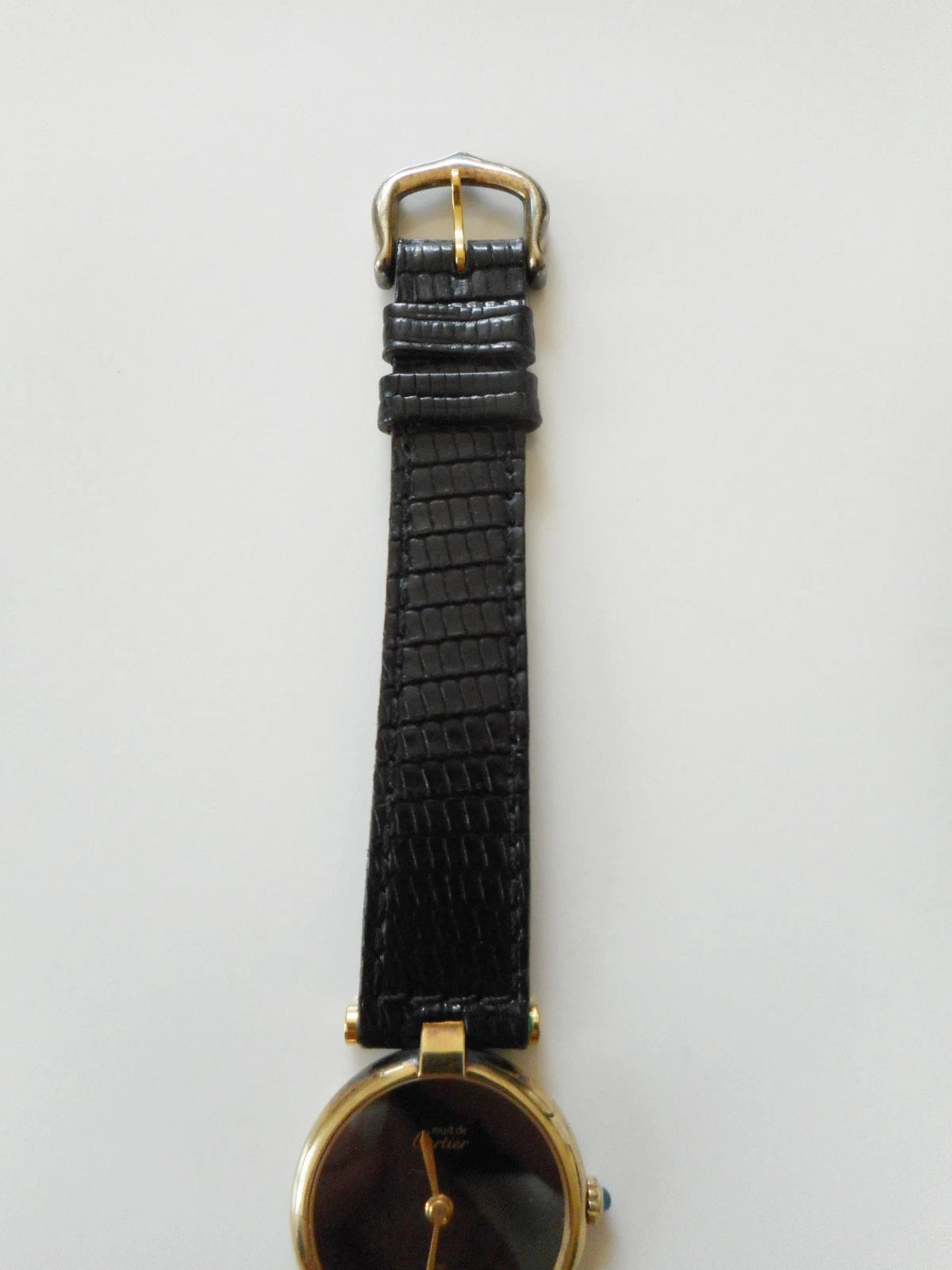 Must de Cartier – Vermeil, quartz, bracelet croco noir