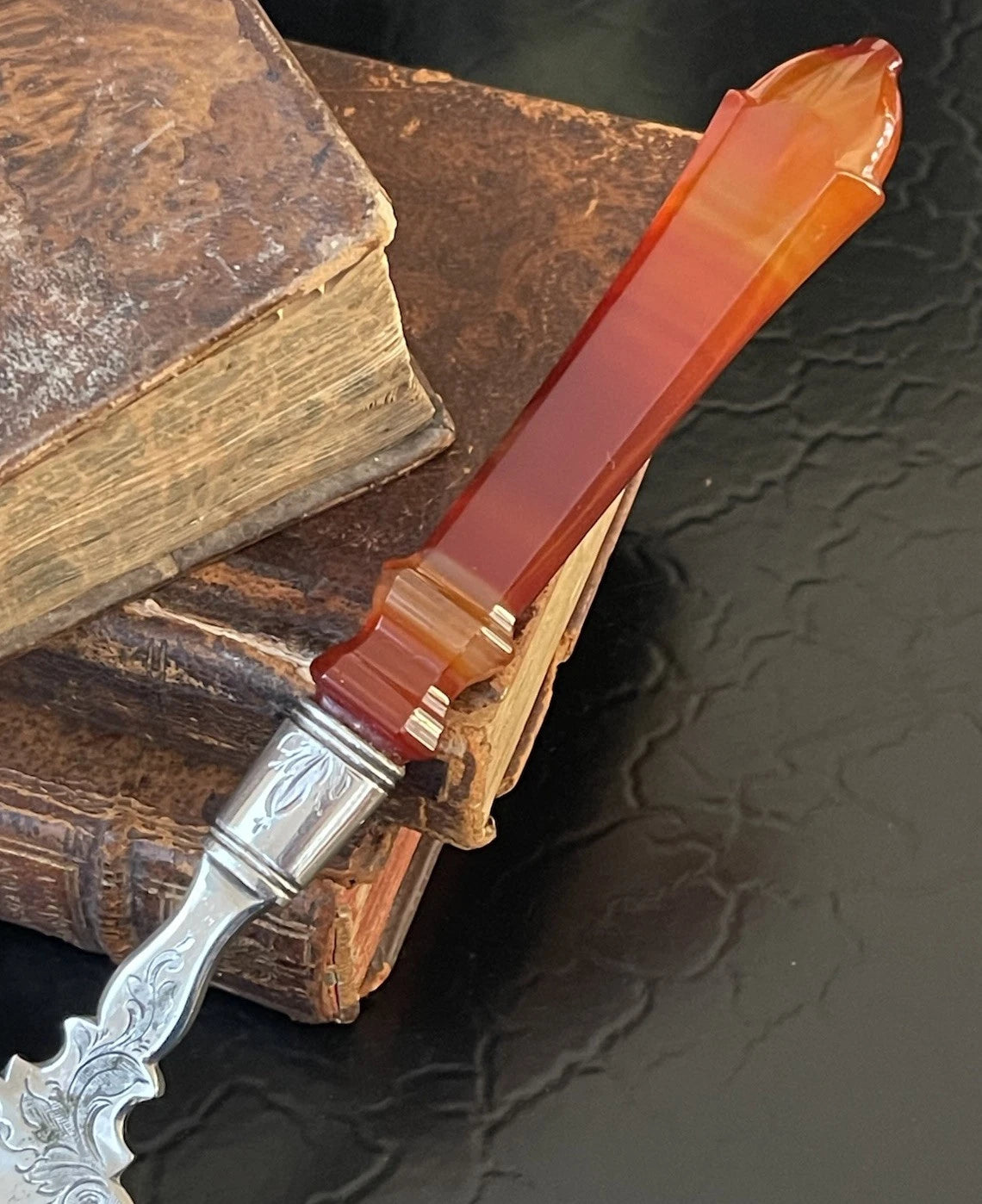 Serveur Argent Sterling Hollandais Agate Rouge