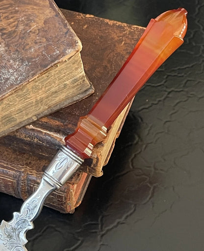 Serveur Argent Sterling Hollandais Agate Rouge