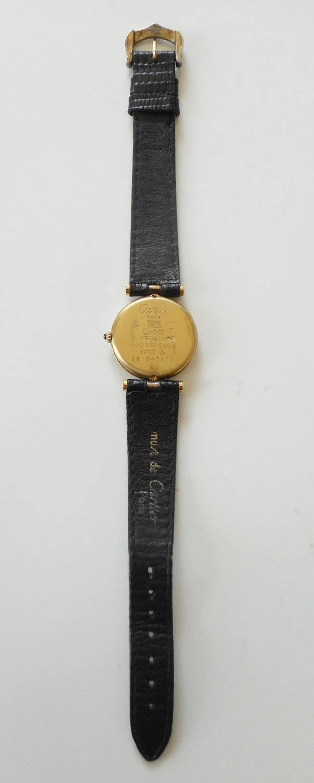 Must de Cartier – Vermeil, quartz, bracelet croco noir