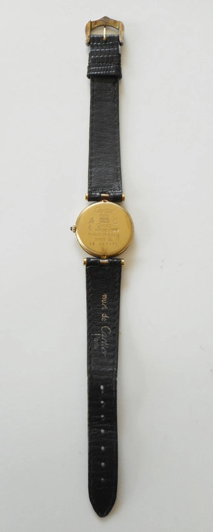 Must de Cartier – Vermeil, quartz, bracelet croco noir