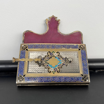 Carnet de Bal Argent Cloisonné XIXe Napoléon III