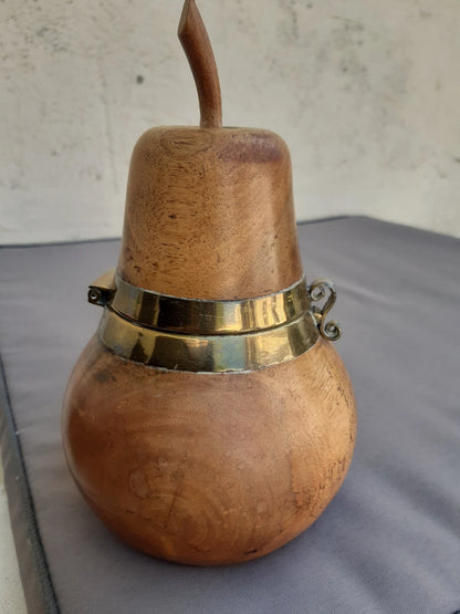 Rare Boîte à Thé en Bois Fruitier — Forme de Poire