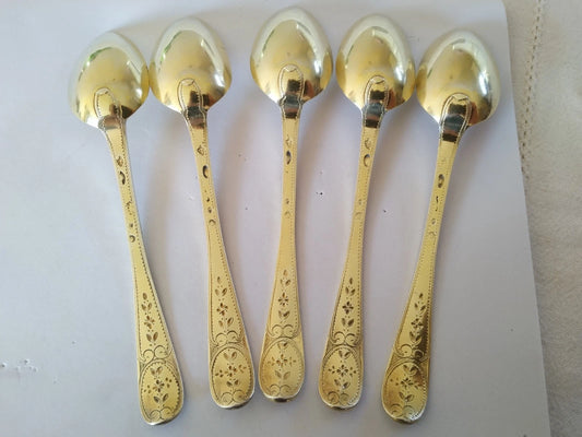 5 Cuillères Dessert Vermeil XVIIIe Pierre Nicolas Sommé 1789