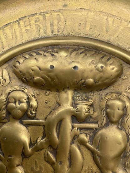 Plat de Quête en Laiton – Adam et Ève – XVIIe siècle