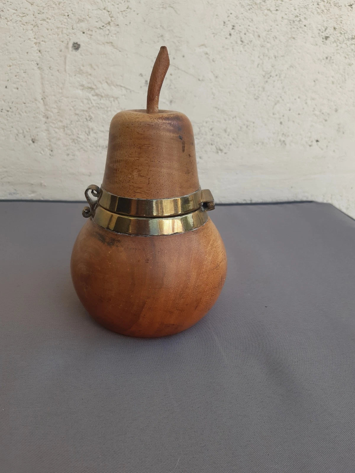 Rare Boîte à Thé en Bois Fruitier — Forme de Poire