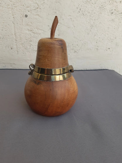 Rare Boîte à Thé en Bois Fruitier — Forme de Poire