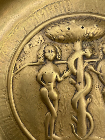Plat de Quête en Laiton – Adam et Ève – XVIIe siècle