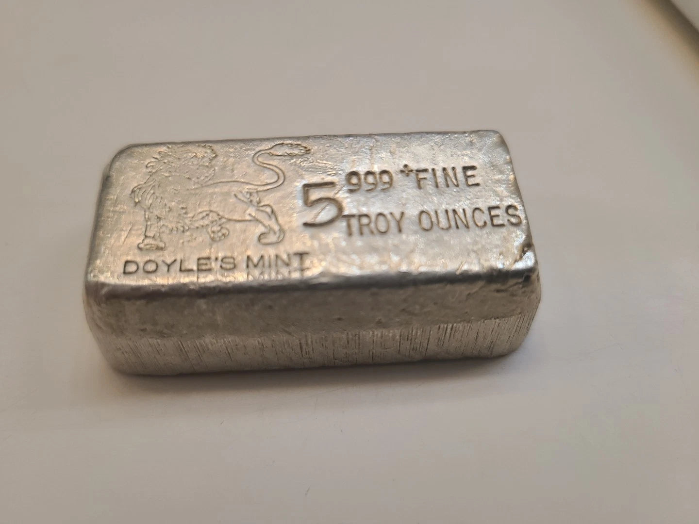 Lingot Argent 999 Doyle's Mint 5 Onces Troy