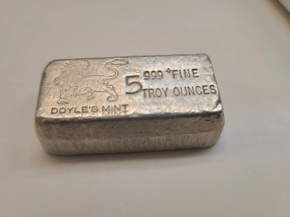 Lingot Argent 999 Doyle's Mint 5 Onces Troy