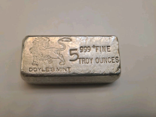 Lingot Argent 999 Doyle's Mint 5 Onces Troy