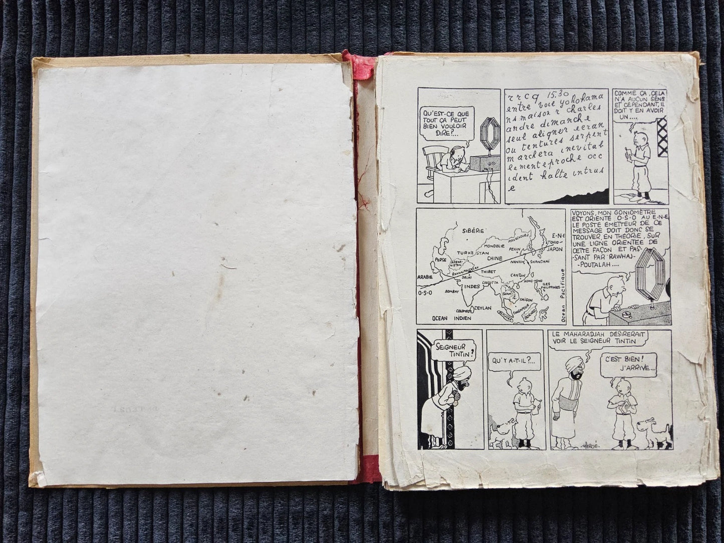 Tintin – Le Lotus Bleu – Édition Originale Plat Neutre N&B – 1936