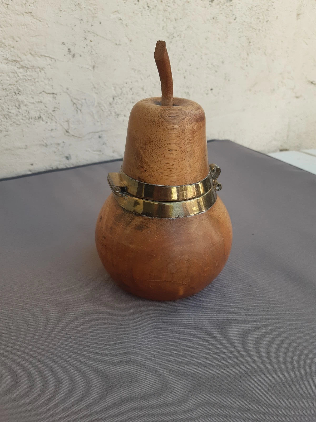 Rare Boîte à Thé en Bois Fruitier — Forme de Poire