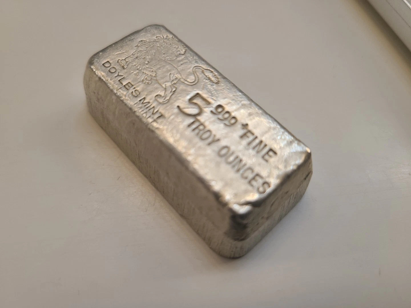 Lingot Argent 999 Doyle's Mint 5 Onces Troy