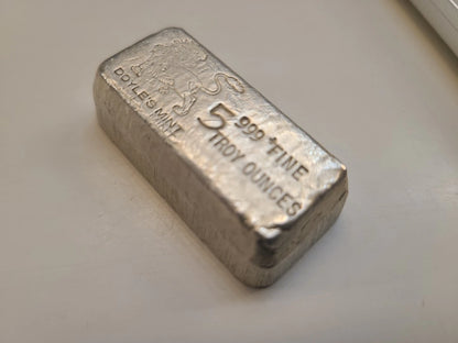 Lingot Argent 999 Doyle's Mint 5 Onces Troy