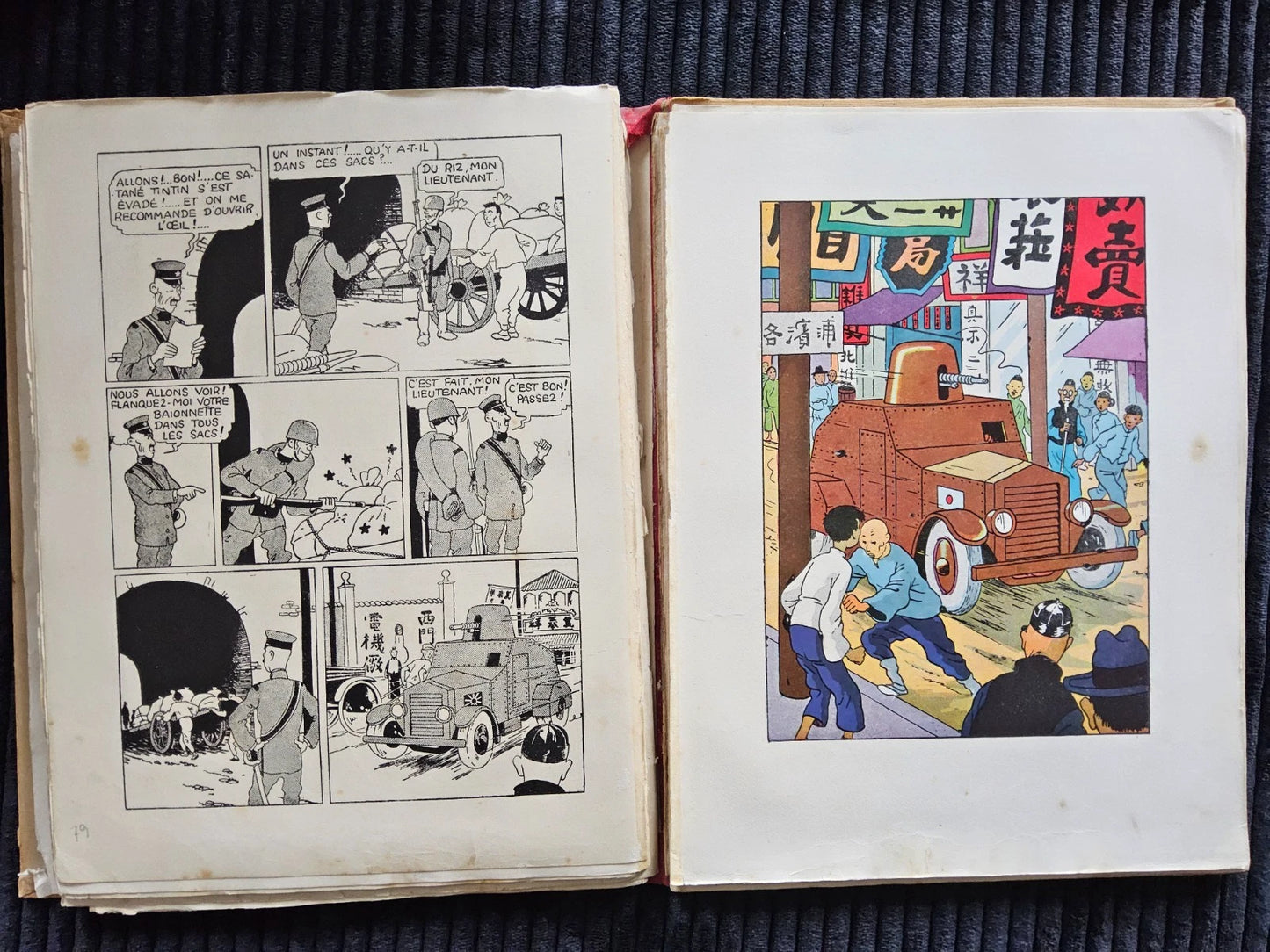 Tintin – Le Lotus Bleu – Édition Originale Plat Neutre N&B – 1936