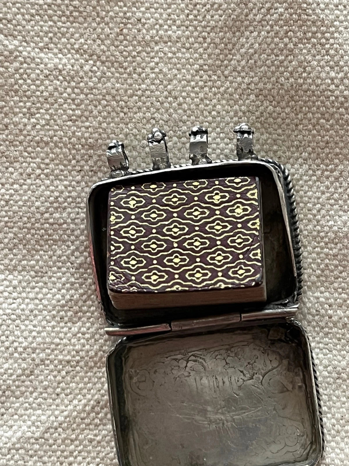 Étui Argent Ancien avec Coran Miniature Islamique Années 1960