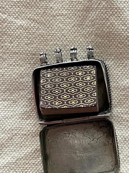 Étui Argent Ancien avec Coran Miniature Islamique Années 1960