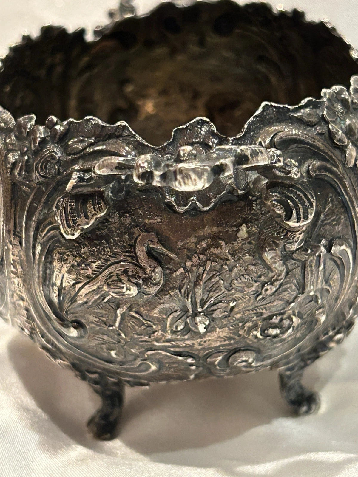 Sucrier Victorien Argent Massif Repoussé Chérubins
