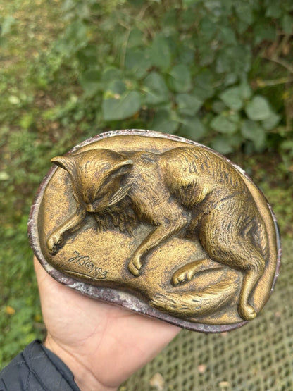 Chat Couché en Bronze Signé J. Bézier – Socle en Marbre – Vintagerie