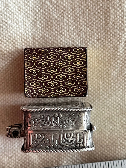 Étui Argent Ancien avec Coran Miniature Islamique Années 1960
