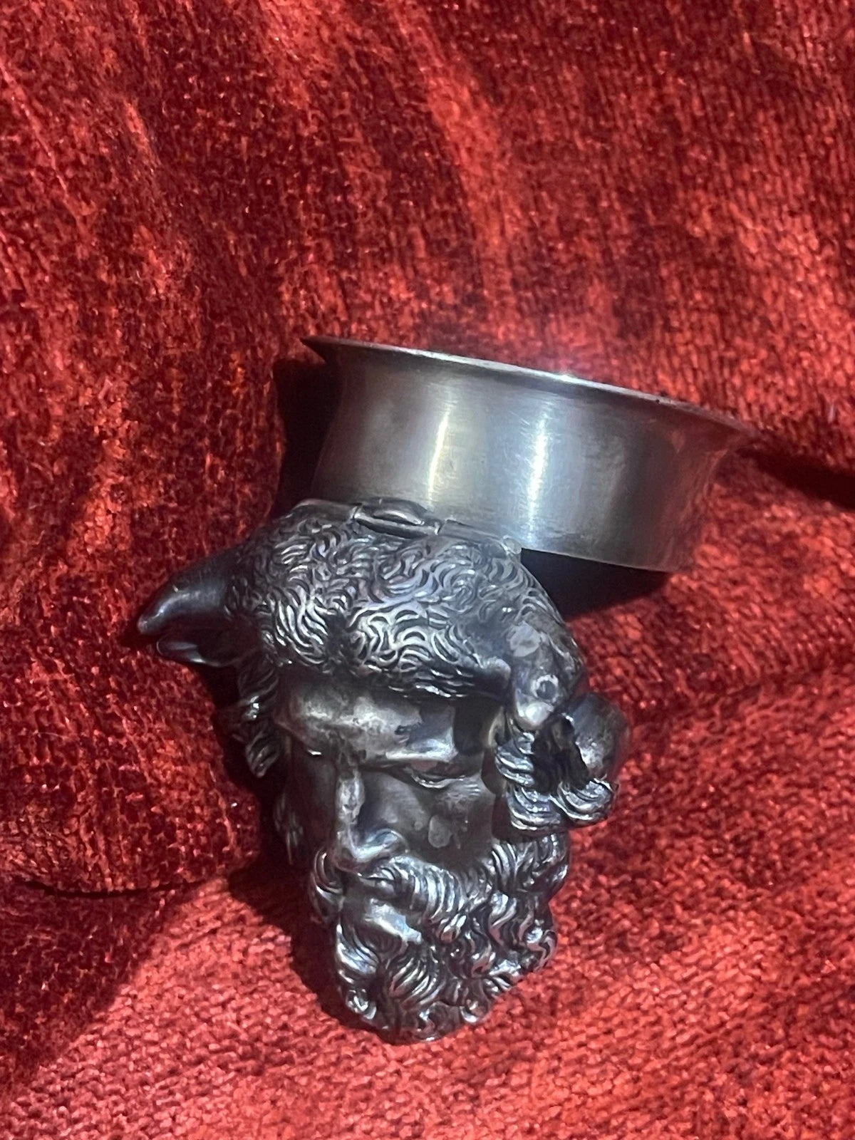Boîte Tête de Faune Argent Massif XIXe Curiosité